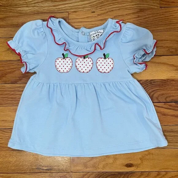 Girls 12 Month Three Apple Back to School Bloomerset - Picture 5 of 6